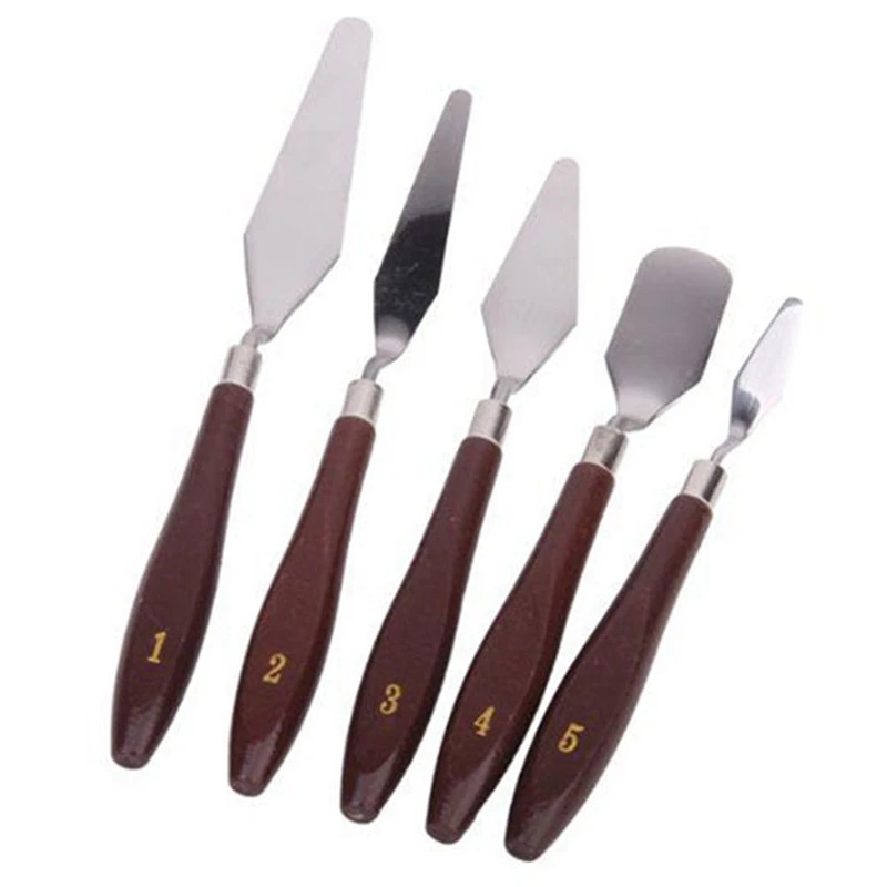 5Pcs/Set Stainless Steel Oil Painting Knives Artist Crafts Spatula Palette  Knife Oil Painting Mixing Knife