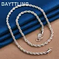 Charm 925 sterling silver Accessories Men 4MM 40-60cm 2PCS Rope Chain Necklace Bracelet Women Fashion Wedding Gift Jewelry preview-3