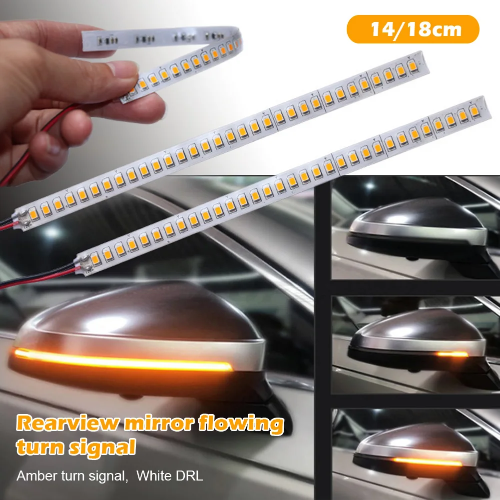 1Pair Car Rearview Mirror Turn Signal Flexible LED Flowing Strip Light 12V Amber White Turn Signal DRL Dynamic Driving Lamp-animated-img