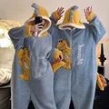 Dinosaur Adults Anime Onesies Winter Women Pajamas Coral Fleece Jumpsuit Men Couple Pijama Extra Thicken Cute Sleepwear Pyjamas preview-4