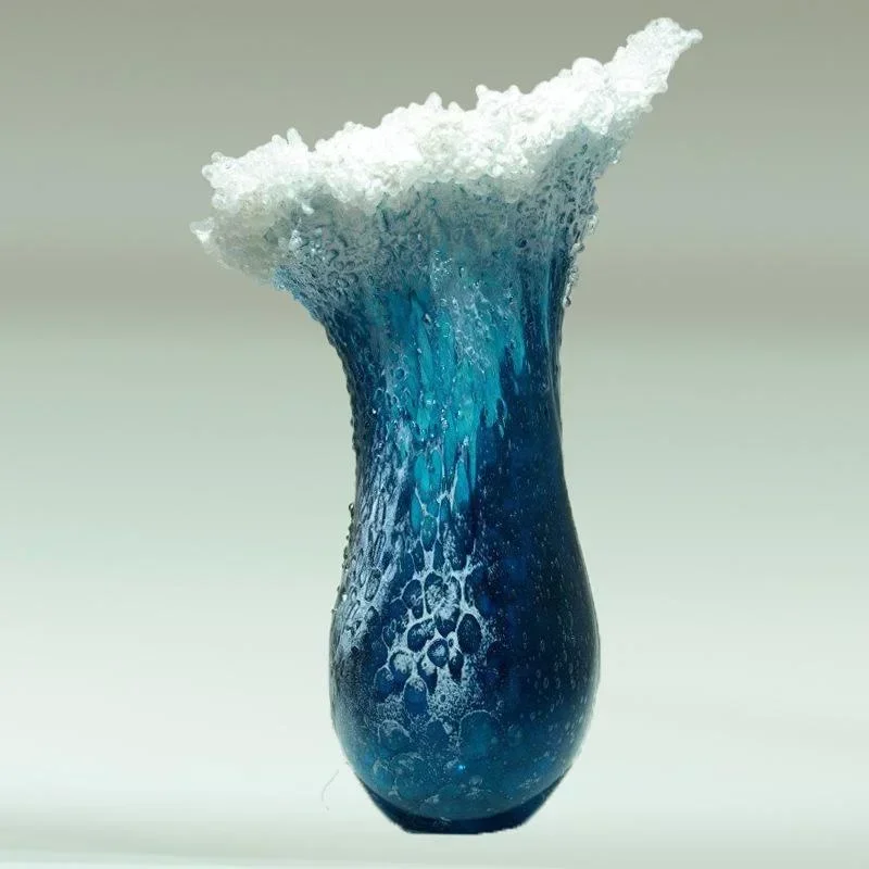 Ocean Wave Small Vase Resin Crafts Ocean Wave Vase Decoration Ocean Series Blue Home Decoration 2024-animated-img