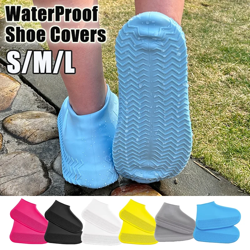 Waterproof Silicone Shoe Covers Non-slip Shoes Rain Boots Unisex Sneakers Protector Reusable Outdoor Rainy Day Shoes Cover-animated-img