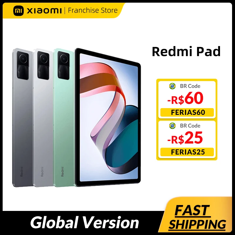 קנו אלי אקספרס  Global Version Xiaomi Redmi Pad Mi Tablet 64GB/128GB MediaTek  Helio G99 90Hz 10.61 2K Display 8000mAh Battery Fast Charging