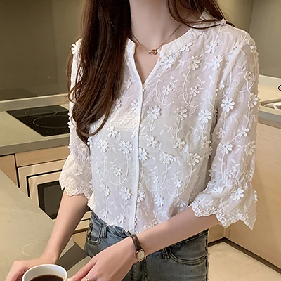 Korean style white blouse Clearance