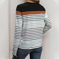 Women's Striped Round Neck Long Sleeve T-Shirt, Ladies Tops, Crew Neck Pullover, Casual Daily Shirts, Black and White Print Tee preview-3