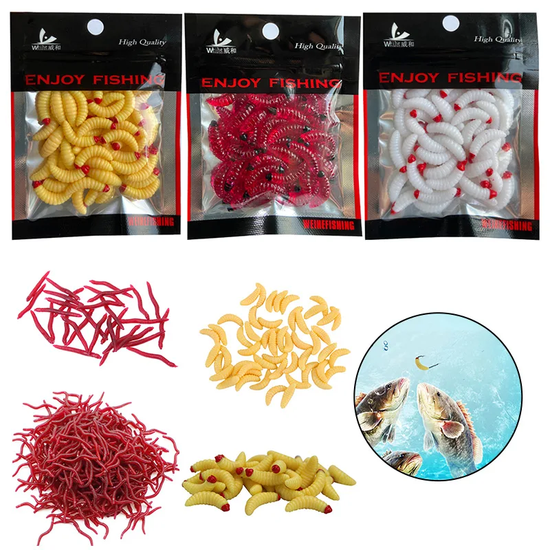 20Pcs/box Simulation Earthworm Red Fishing Worms Artificial