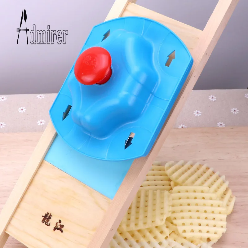 2 in 1 Wooden Potato Grater Slicer Vegetable Salad Corrugated Chopper  Cutter Knife Chipper Salad Kitchen Shredder Peeler Masher