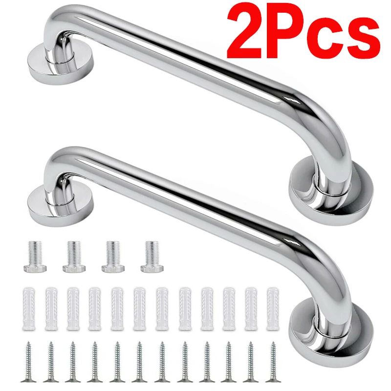 2Pcs Stainless Steel Grab Bar Bathtub And Shower Barrier-free Safety Railings Elderly Disabled Anti-slip Handles Bathroom Tools-animated-img