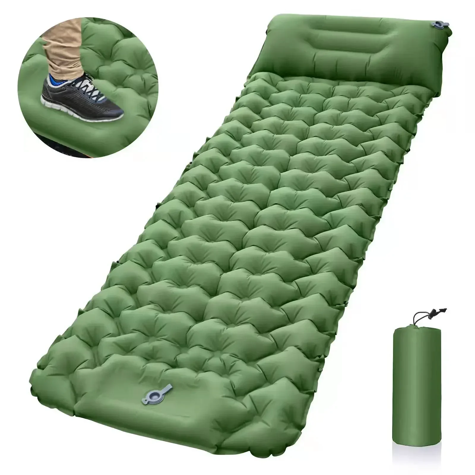 Outdoor Sleeping Pad Camping Inflatable Mattress with Pillows Travel Mat Folding Bed Ultralight Air Cushion Hiking Trekking-animated-img
