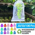 20-100pcs Strawberry Grapes Fruit Grow Bags Netting Mesh Vegetable Plant Protection Bags For Pest Control Anti-Bird Garden Tools