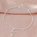 1/2PCS Shiny Sparkling Simple Silver Color Anklet for Women Simple Elegant Copper Jewelry Female Beach Ankle Bracelet on Foot preview-2