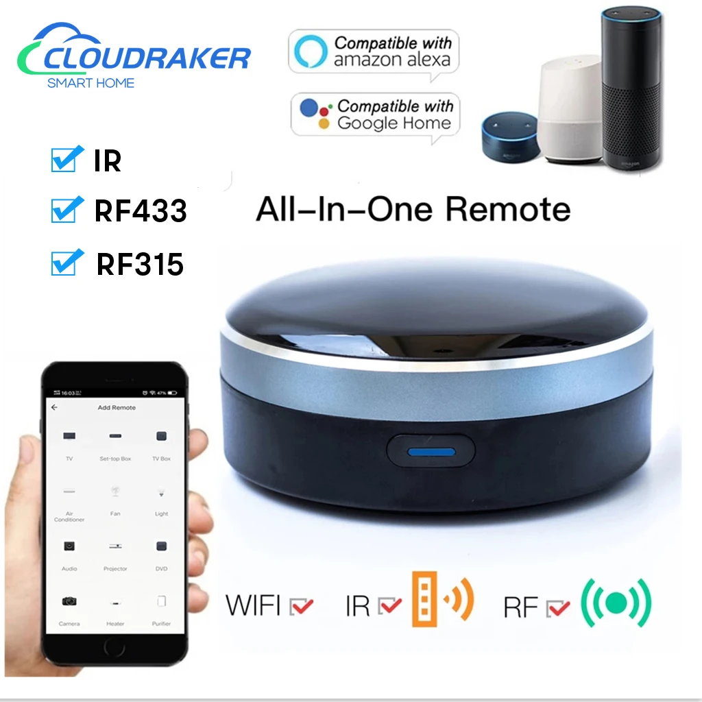 Cloudraker Tuya Smart Infrared RF Universal Remote Control Smart Home Hub IR Blaster Works with Alexa Google Home Siri-animated-img