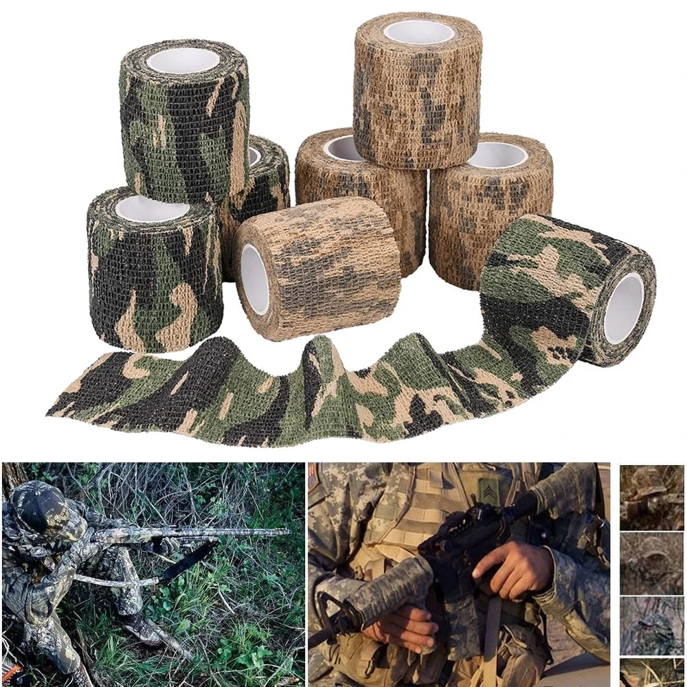 Elastic Wrap Tape Army Adhesive Outdoor Hunting Camouflage Stealth Tape Waterproof Wrap Durable Self Adhesive Elastic Bandage-animated-img