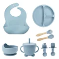 Children's Silicone Tableware Set Baby Bowl Spoon Fork Knife Utensils Eight-piece Set Food-grade Dinnerware Baby Feeding Cutlery preview-4