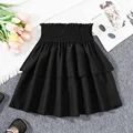 Summer Girls Cute Elegant Cool And Breathable High Waist Solid Color Half Skirt Princess Daily Leisure Birthday Party Dress