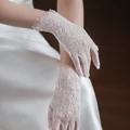 Exquisite Wedding Bridal Finger Gloves Eyelash Lace Edge Ivory Bridesmaid Wrist Short Gloves Accessorie for Pageant Prom Perform preview-1