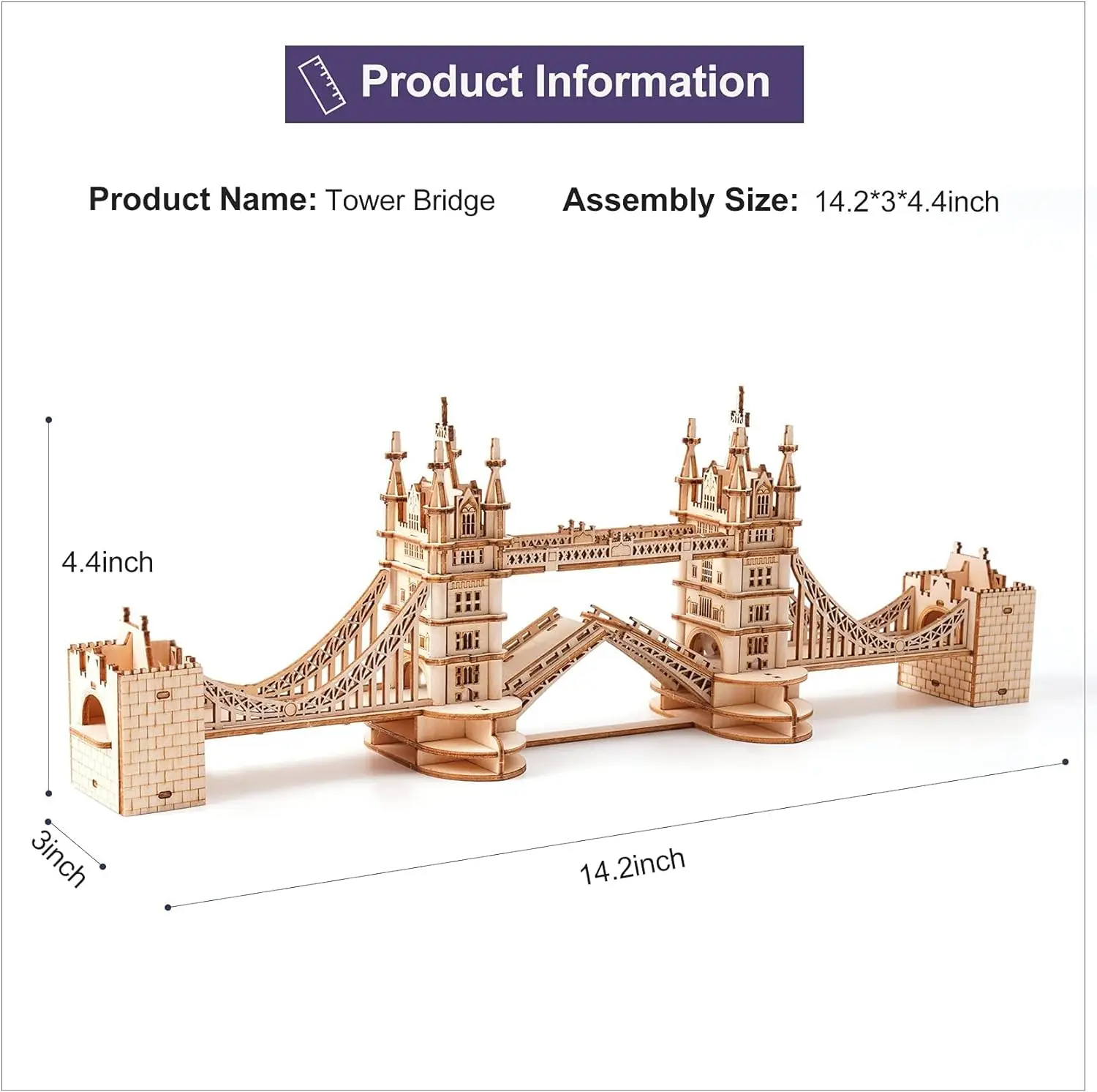 Robotime 3D Wooden Puzzle Game Big Ben,Tower Bridge for Children Adult Gift DIY With Light-animated-img