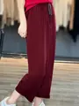 Spring Summer Casual Loose Wide-Leg Ankle-Length Pants For Women Soft Thin Trousers 30% Merino Wool Knitwear Korean Popular Tops preview-3