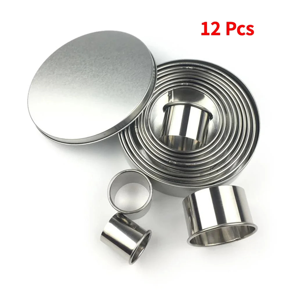 12pcs/set Fruit Cookie Cutter Mold Round Shape Box Design Mini Stainless Steel Mould Biscuit Fondant Cake DIY Decorating Tools-animated-img