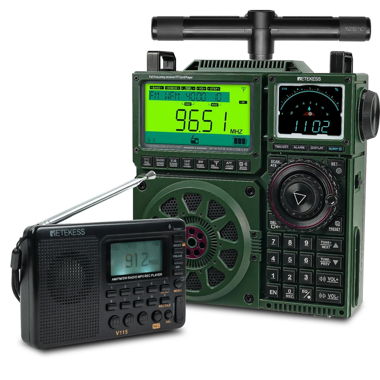 Retekess TR113  Portable Radio Flagship Fever Receiver Full Band Ham Radio Receiver V115 FM AM SW Portable Radios Rechargeable-animated-img