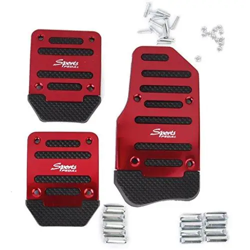 3Pcs Automobile Accelerator PedalNon-Slip Racing Manual Car Truck Pedals Pad Cover Set Red Aluminum Alloy Anti-skid Car Pedal-animated-img