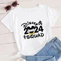 Disney Minnie T-shirt 2024 Family Trip Disneyland Clothes for Mother Kids Short Sleeve Summer New Fashion Vacay Mode Women Tops