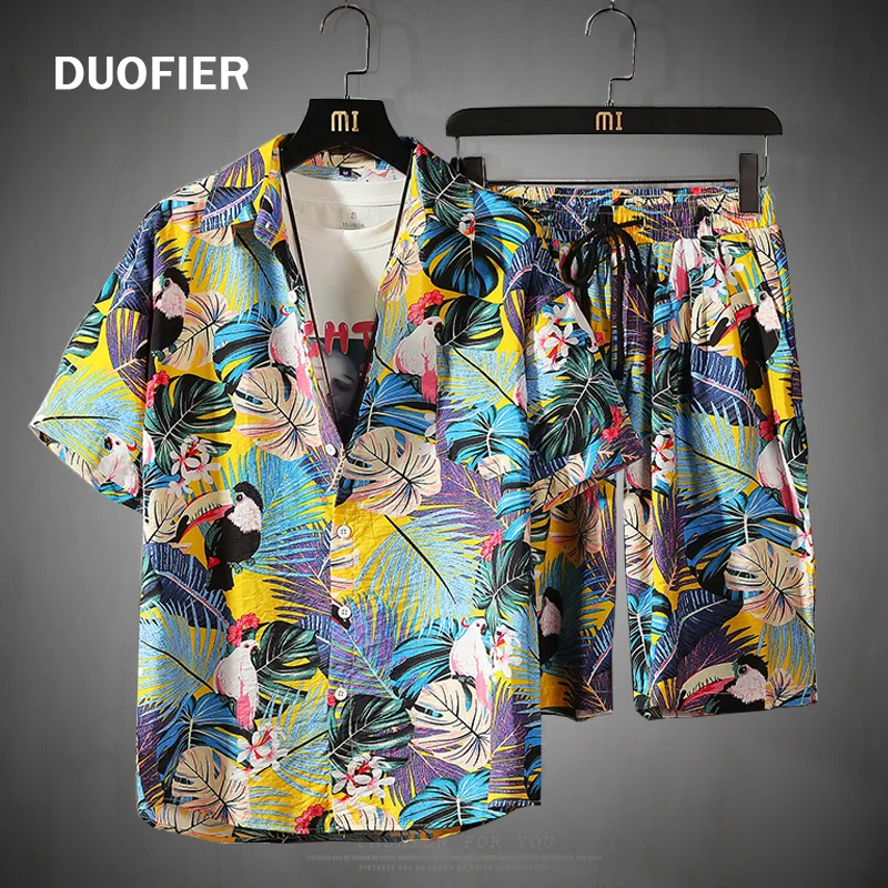 mens short sleeve hawaiian casual floral shirts