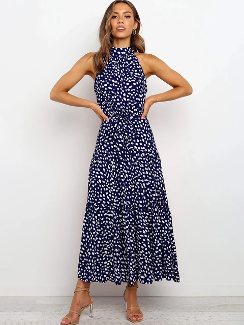 Summer Long Dress Polka Dot Casual 