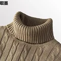 Men's Fleece-Lined Thickened Warm Soft Polo/Turtle Neck Sweater New Knitted Top Winter Essential Style Fashionable Coat preview-1