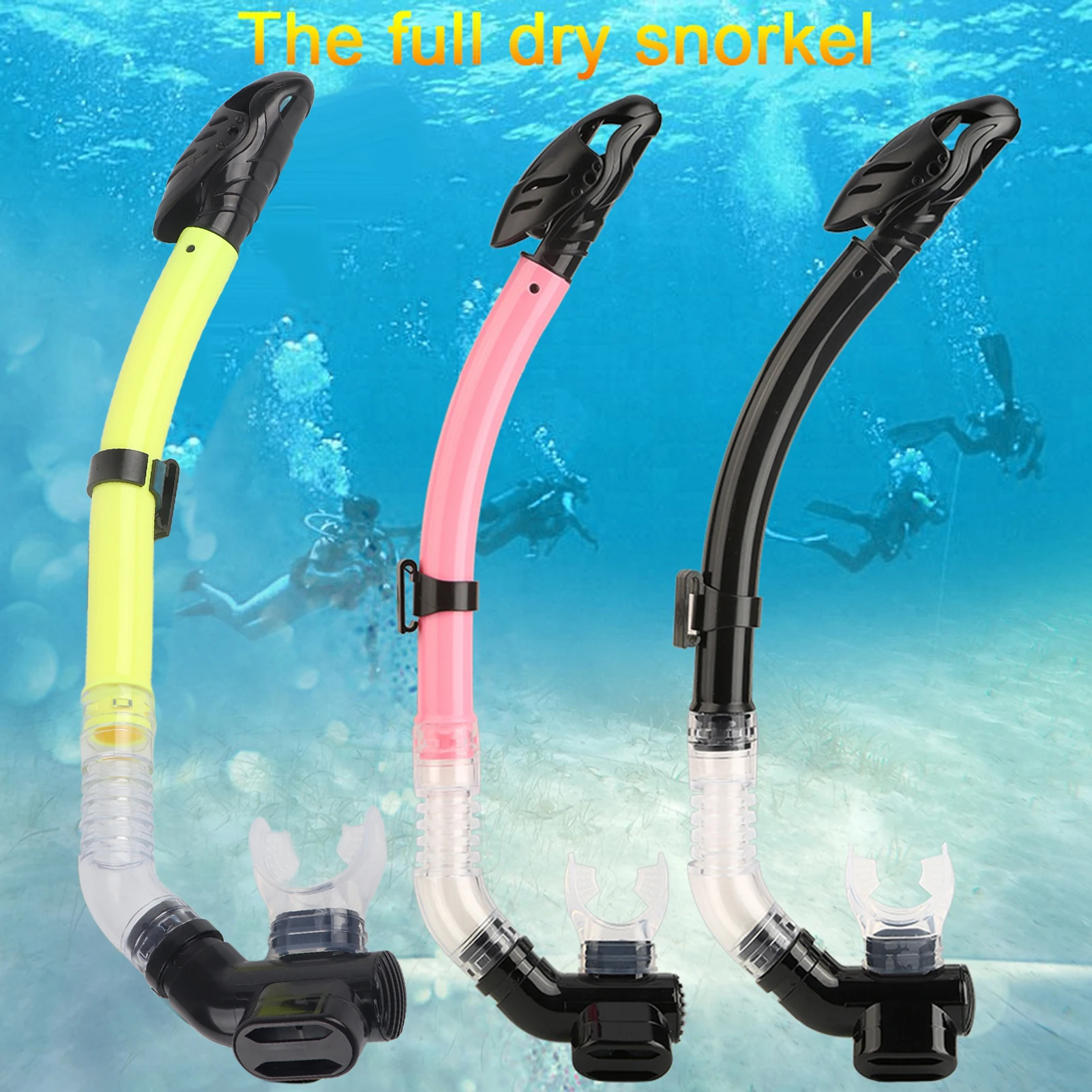 Full Dry Swimming Breathing Tube Double Discharge Valve Snorkeling Air Breathing Tube With High Quality Silicone Mouthpiece-animated-img