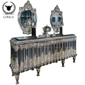 European style solid wood carved dining side cabinet porch  villa palace luxury living room lockers tea preview-5