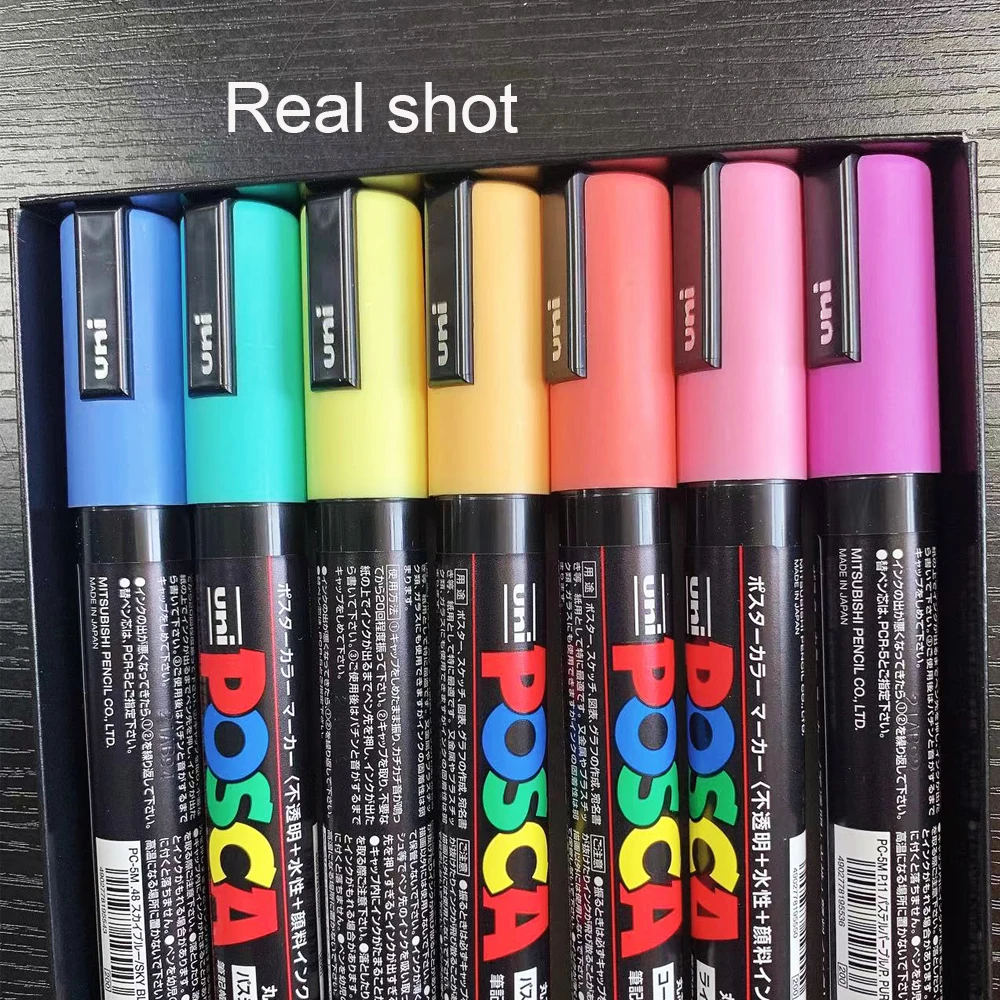 Uni 7 Pastel Posca Paint Markers Pen, PC-5M 7C Medium Posca Markers with  Reversible Tips, Acrylic Paint Pens Posca Pens