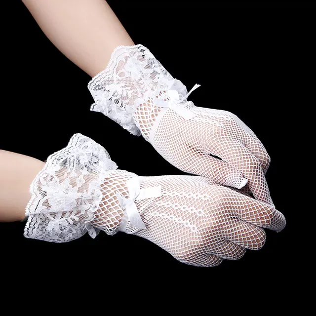 black and white lace gloves