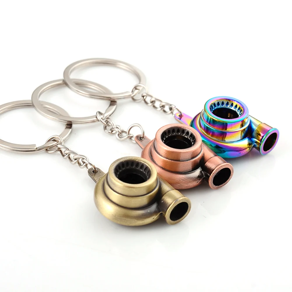 Cool Spinning Turbine Key Rings Mini Turbo Turbocharger Keychain Zinc Alloy Metal KeyChain Car pendant Car Interior Accessories-animated-img