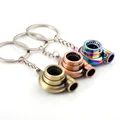 Cool Spinning Turbine Key Rings Mini Turbo Turbocharger Keychain Zinc Alloy Metal KeyChain Car pendant Car Interior Accessories