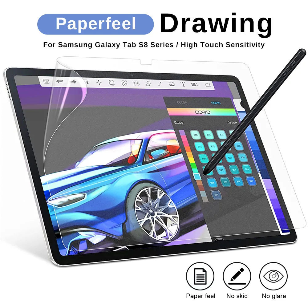 2Pcs Paperfeel Writing PET Soft Film For Samsung Galaxy Tab S8 Ultra Tablet S 8 8S Plus S8+ 5G Matte Painting Screen Protectors-animated-img