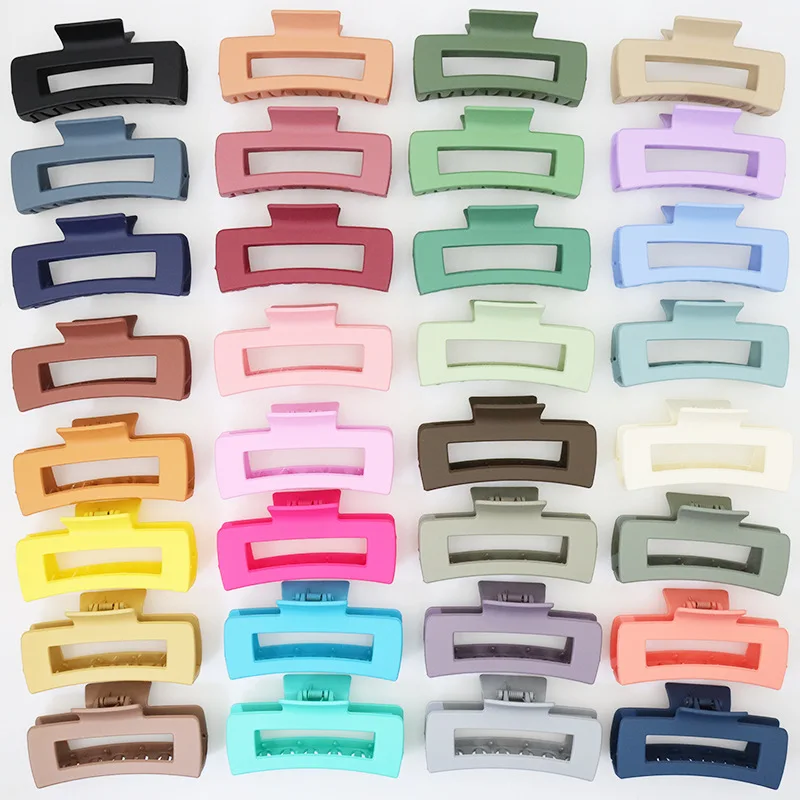 Large Frosted Square Grab Clip 10.5cm Hollow Back Head Hairpin Hair Accessories Simple Shark Clip Hair Grab-animated-img