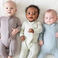 2024 Newborn Baby Bamboo Fiber Romper Solid Breathable Long Sleeve Clothes For 0-24M Boy Girl Jumpsuit Infant Loungewear Pyjamas