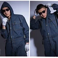 5xl Men's Denim Overalls Zipper Pocket Jumpsuit Unisex Fashion Electric Welding Suit Labor Insurance Clothes One-Piece Workwear preview-2