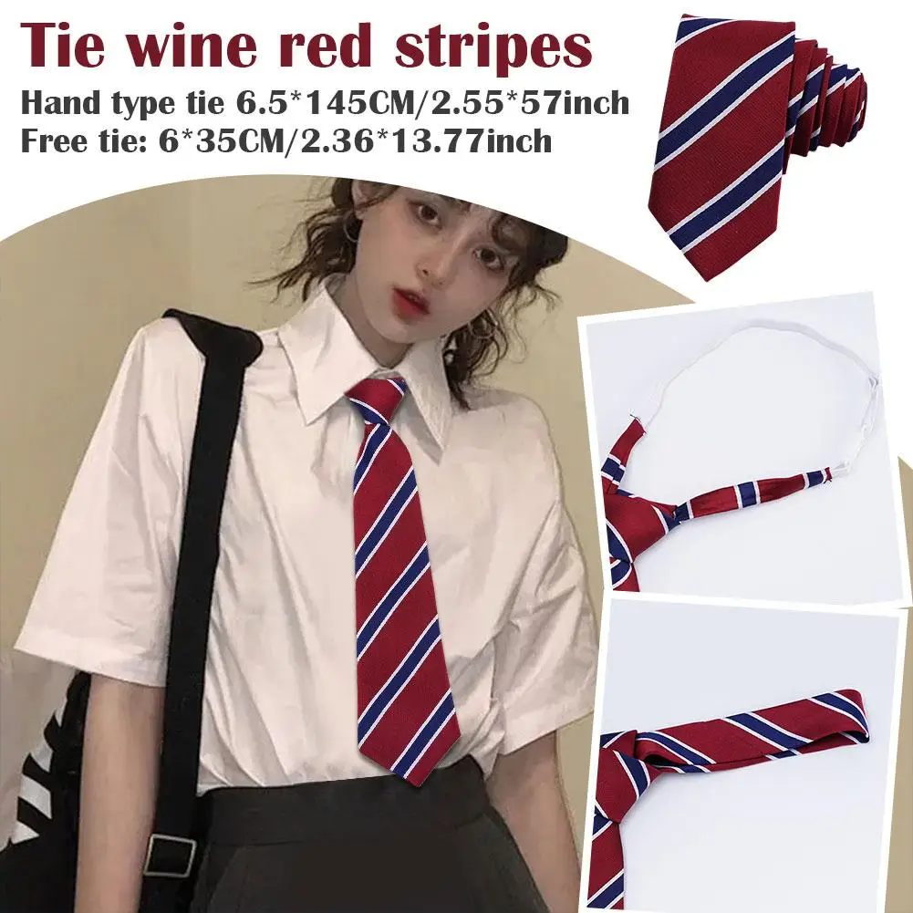 Women Men Stripe Tie Retro Jacquard Neck Tie Slim Necktie Style All-match Wear Accessories Korean Daily Trendy JK College S Z0G9-animated-img