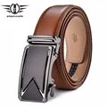 Plyesxale Men Belt 2024 Cowhide Genuine Leather Belts For Men Luxury Automatic Buckle Belts Brown Black Cinturones Hombre B55