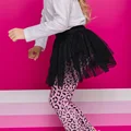 VIKITA Girls Leggings Kids Leopard Print Skinny Pencil Pants Trousers with Tulle Mesh Layered Tutu Skirts Fake 2 Pcs Pantskirt preview-2