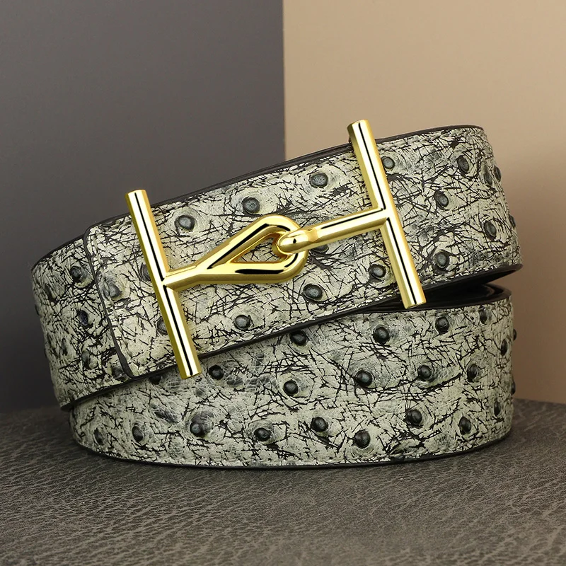 High quality designer belts men letter slide buckle genuine