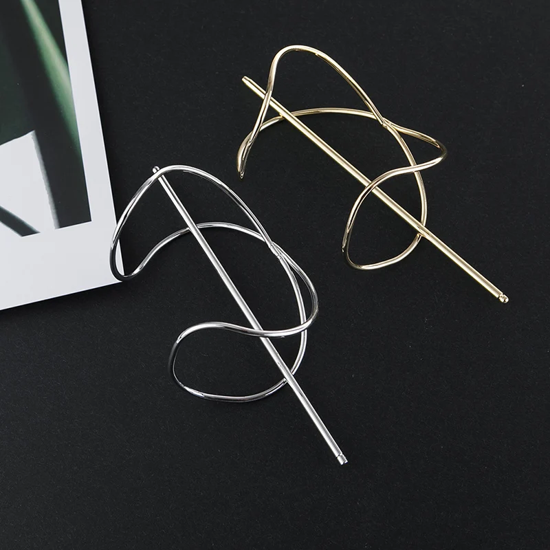 Fashion Hair Stick Boho Irregular Hair Accessories Gold Color Shaped Bun Holder Cage Hair Pins for Women Hairwear Jewelry H040-animated-img