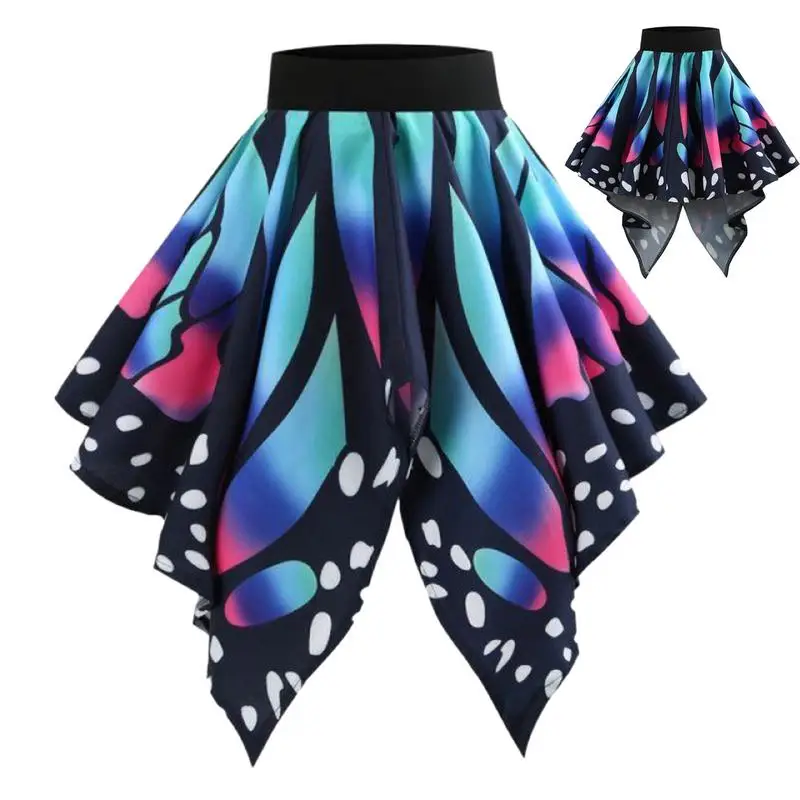 Butterfly Printed Spring Summer Irregular Tulle Skirt High Waist Sexy Pleated Skirts Woman Mardi Gras-animated-img