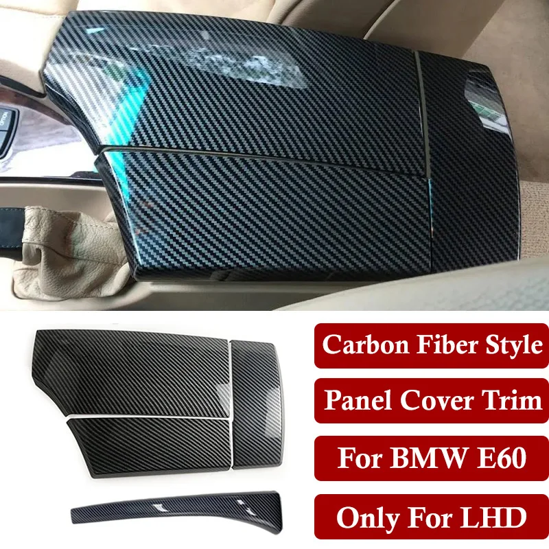 LHD Car Interior Center Console Armrest Box Cover / Side Strip Trim For BMW 5 Series E60 E61 2004 2005 2006 2007 2008 2009 2010-animated-img