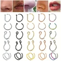 3Pcs/5Pcs Fake Piercing Nose Lip Ring Clip For Men Stainless Steel Fake Nose Septum Ring Body Jewelry Unisex