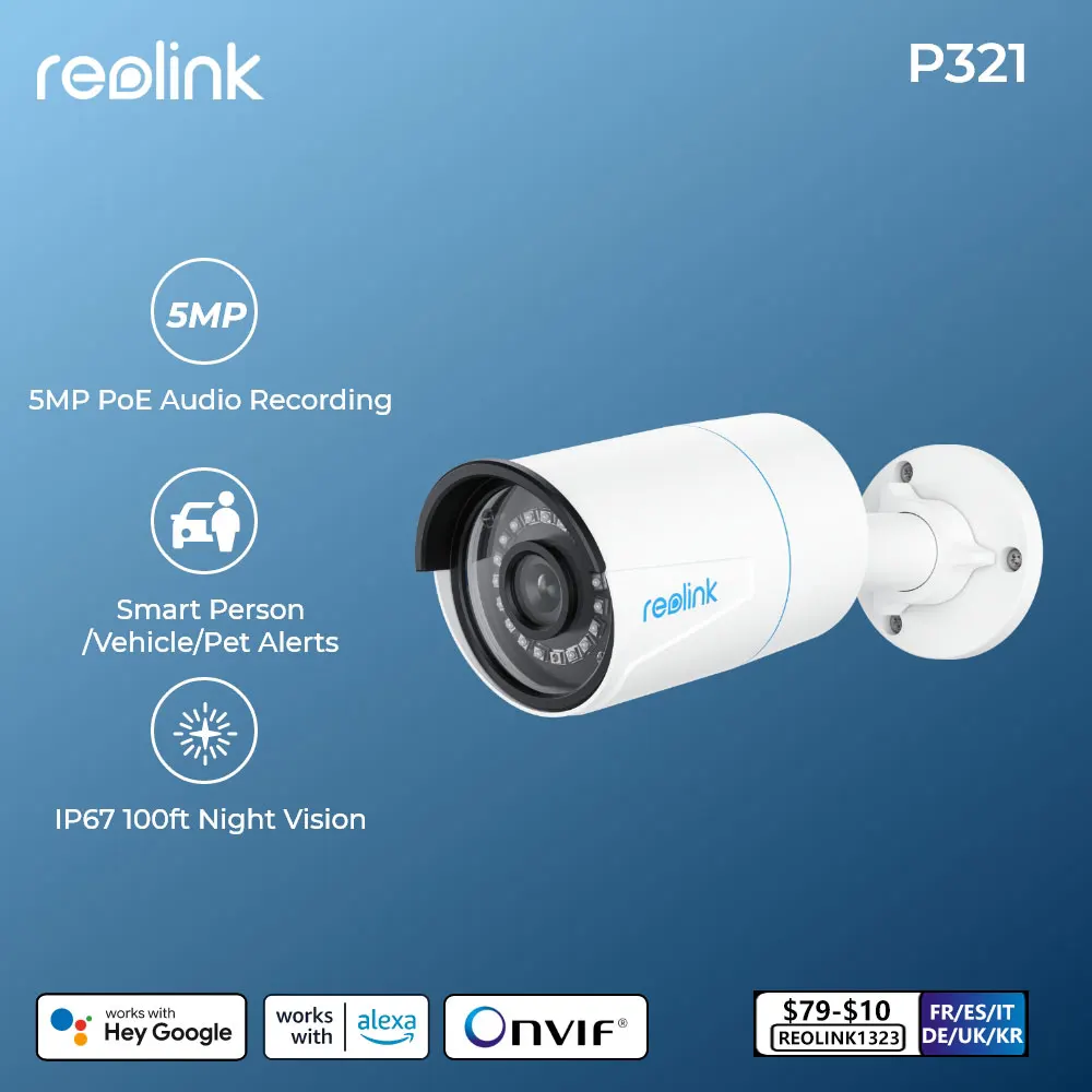 [Refurbished Camera]Reolink 8MP Outdoor IP Camera 5MP Infrared PoE Security Cam Smart Detection Home Video Surveillance Camera-animated-img