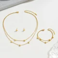 Europe and the United States hot selling stainless steel gold love double heart double bracelet stud set, vacuum electroplating preview-2