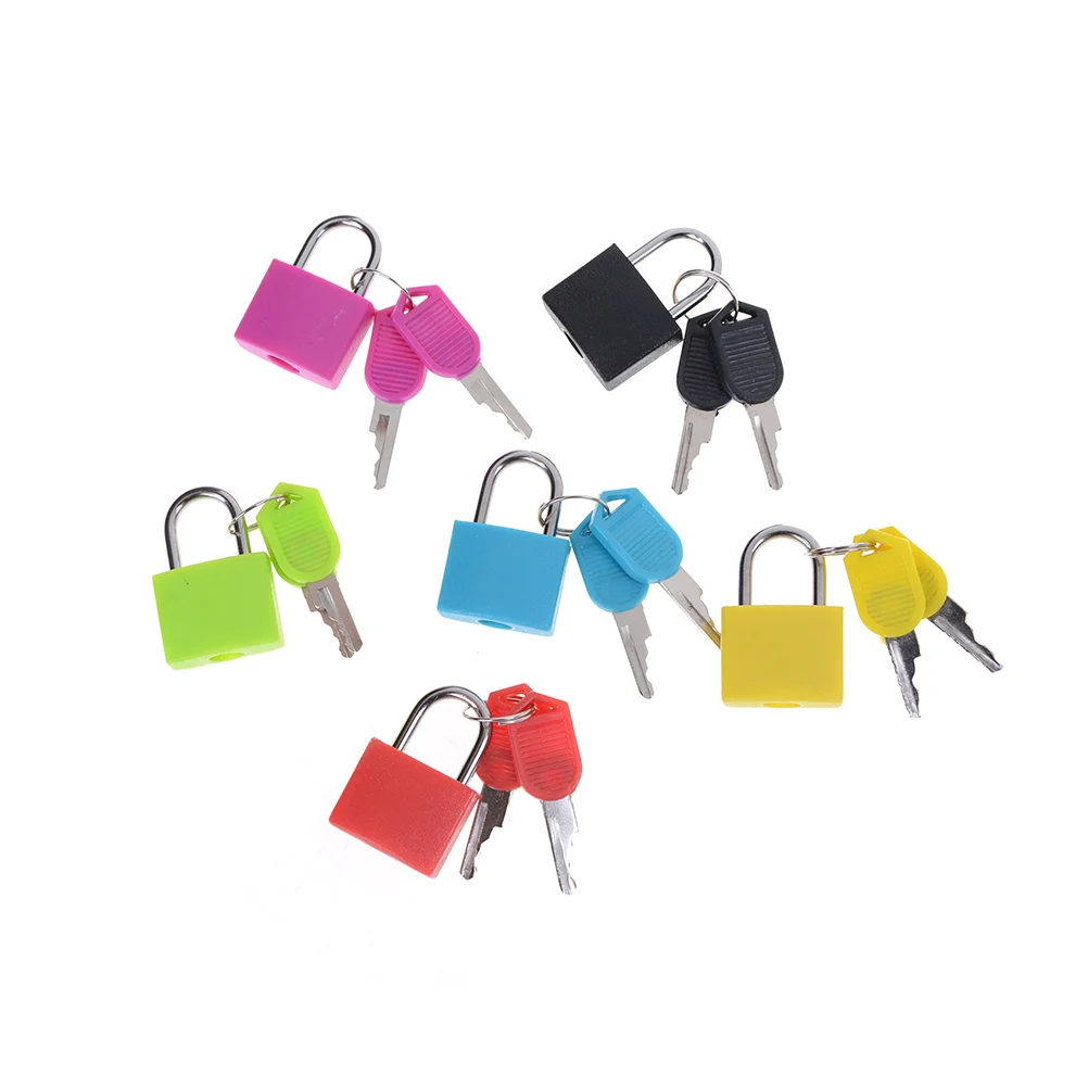 Small Mini Strong Steel Padlock Travel Suitcase Diary Lock With 2 Keys Plastic Case Drawer Luggage Locks Decoration 6 Color-animated-img